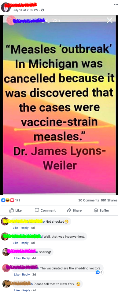 The Michigan measles outbreak was not caused by a vaccine strain of measles.