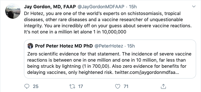 Jay Gordon dismisses the statements of a true vaccine expert.