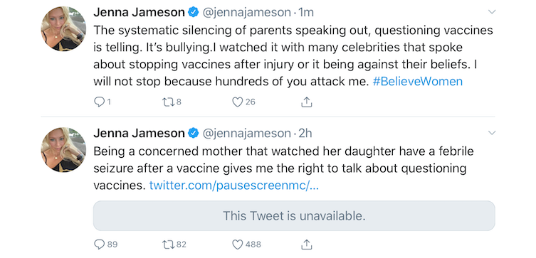 A febrile seizure after a vaccine has Jenna Jameson questioning vaccines.