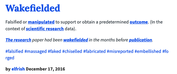 Getting Wakefielded should refer to folks who get scared away from being vaccinated and then suffer a vaccine-preventable disease.