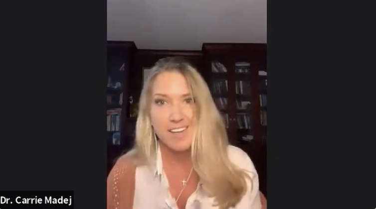 While she usually talks about transhumanism, Carrie Madej is now pushing the idea that we are in a frequency war and that nanobots from the COVID vaccine are turning us into EMF transmitters...
