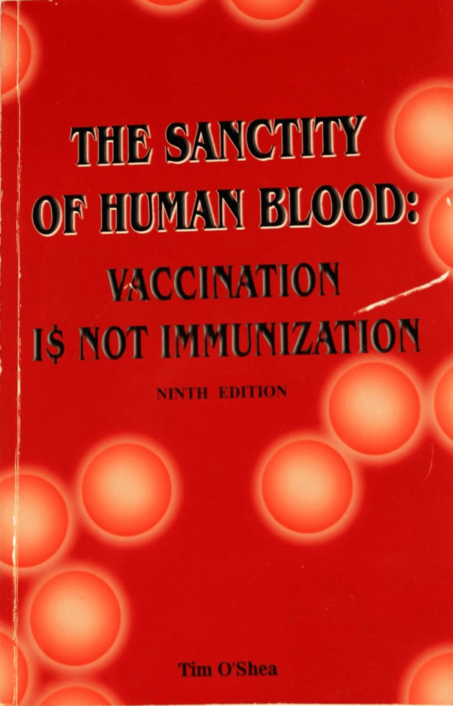 Tim O'Shea is a chiropractor who wrote about the sanctity of human blood before pure blood was a thing.
