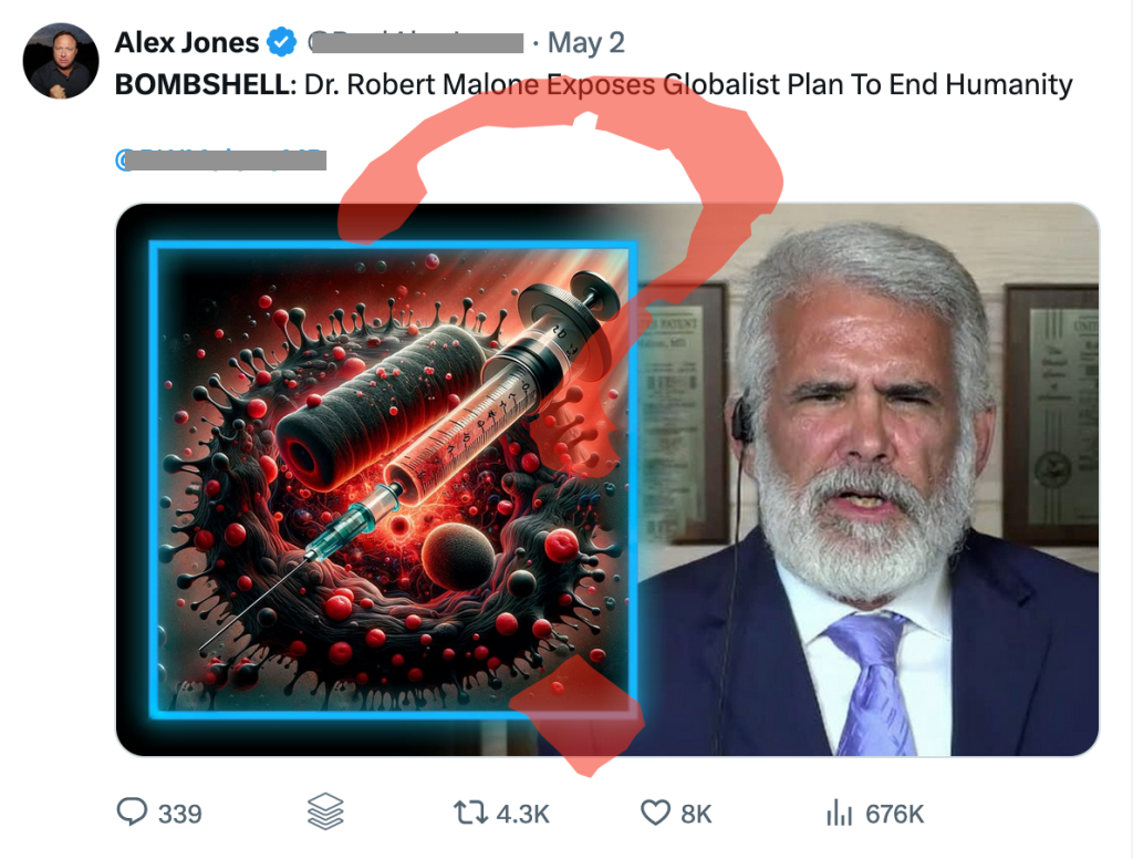 The Bombshell News report of Robert Malone on the globalist plan to end humanity was a dud.